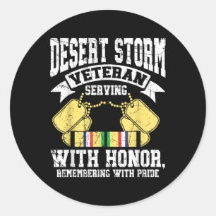 Desert Storm Veteran Serving met Eer Perzische Wa Ronde Sticker