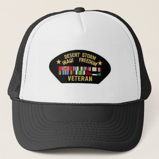 DESERT STORM WAR VETERAN TRUCKER HAT PET (Voorkant)