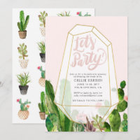 Desert Succulent Bachelorette of Party Invitation