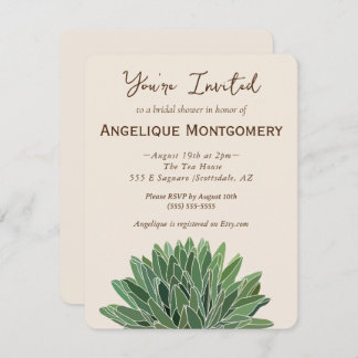 Desert Succulent Bridal Shower Invitation Kaart
