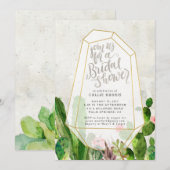 Desert Succulent Bridal Shower Invitation - Stone Kaart (Voorkant / Achterkant)
