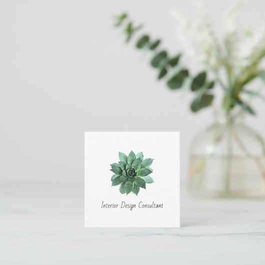Desert Succulent QR code Interior Designer  Vierkante Visitekaartje (Staand voorkant)