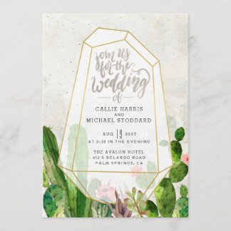 Desert Succulent Wedding Invitation - Stone Kaart