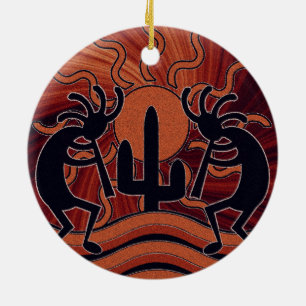 Desert Sun Cactus Kokopelli Southwest Decor Keramisch Ornament
