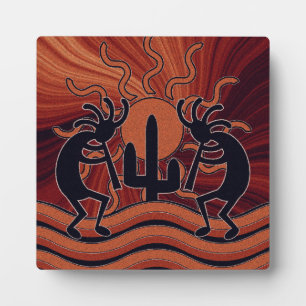 Desert Sun Cactus Kokopelli Southwest Motif Fotoplaat