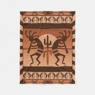 Desert Sun Cactus Kokopelli Southwestern Fleece Deken