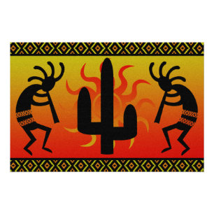 Desert Sun Cactus Kokopelli Southwestern Perfect Poster