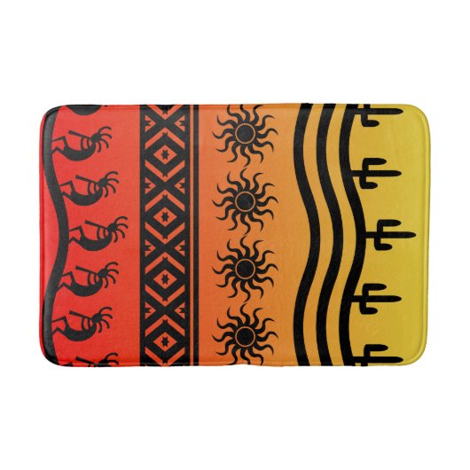 Desert Sun Cactus Zuidwest Design Kokopelli Badmat (Voorkant)
