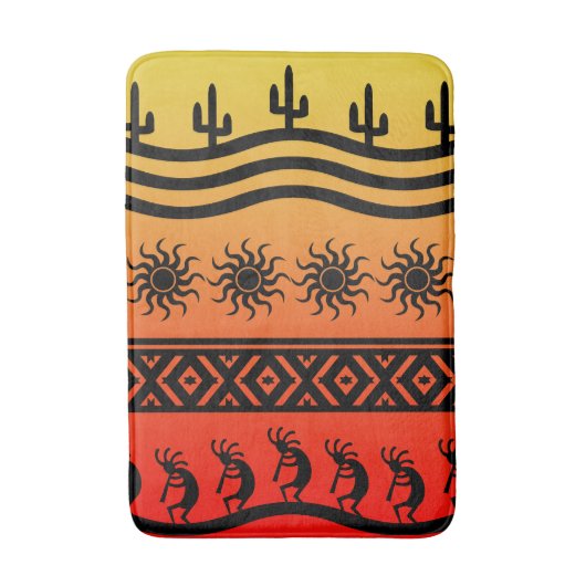 Desert Sun Cactus Zuidwest Design Kokopelli Badmat (Voorkant Verticaal)