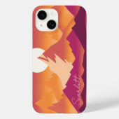 Desert Sun Mountain Peaks Landschapsillustratie Case-Mate iPhone Case (Achterkant)