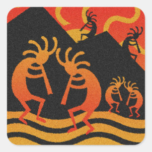 Desert Sun Southwest Kokopelli Vierkante Sticker