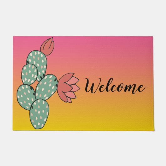 Desert Sunrise Cactus Welcome Mat (Voorkant)