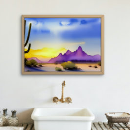 Desert Sunrise Schilderachtig Waterverf Poster