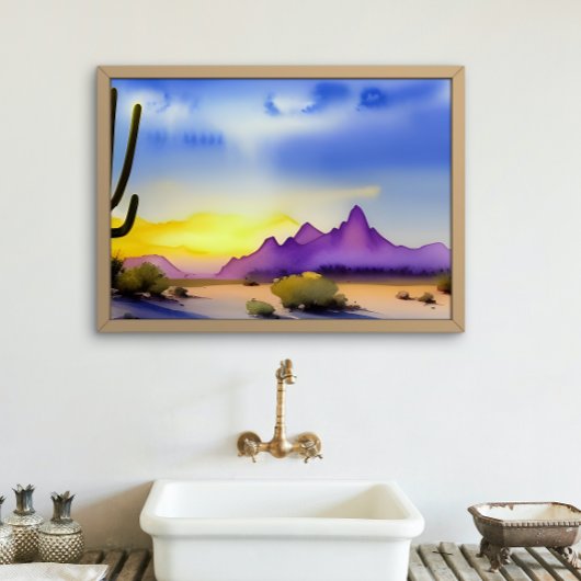 Desert Sunrise Schilderachtig Waterverf Poster