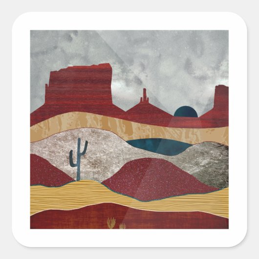 Desert Sunrise Vierkante Sticker (Voorkant)