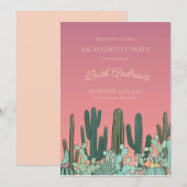 Desert Sunset Cactus Bachelorette Invitation Kaart (Voorkant / Achterkant)