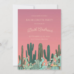 Desert Sunset Cactus Bachelorette Invitation Kaart