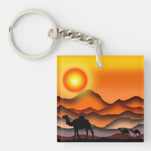 Desert Sunset Camel Sleutelhanger (Voorkant)