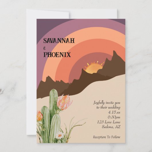 Desert Sunset Destination Wedding Invitation (Devant)