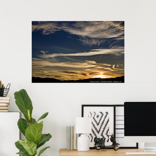 'Desert Sunset' - door Andrew Gettler Poster (Thuiskantoor)
