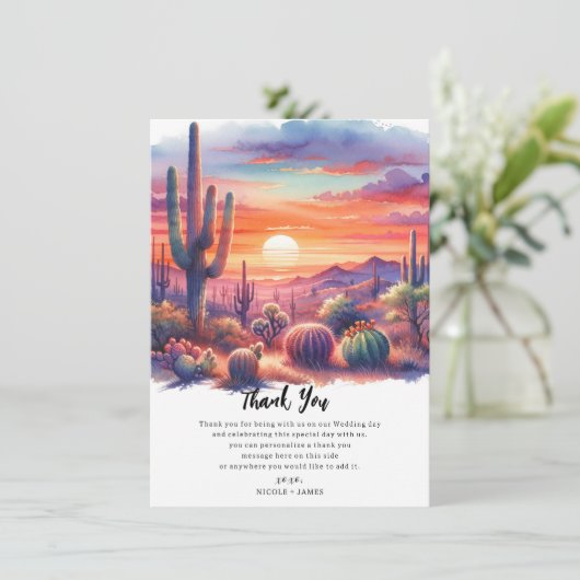 Desert Sunset Glow Waterverf Zuidwest Dank u Kaart (Staand voorkant)