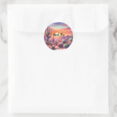 Desert Sunset Glow Waterverf Zuidwestelijke bruilo Ronde Sticker (Tas)
