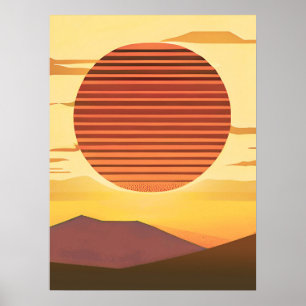 Desert Sunset Roest Sinaasappel en Bruin Poster