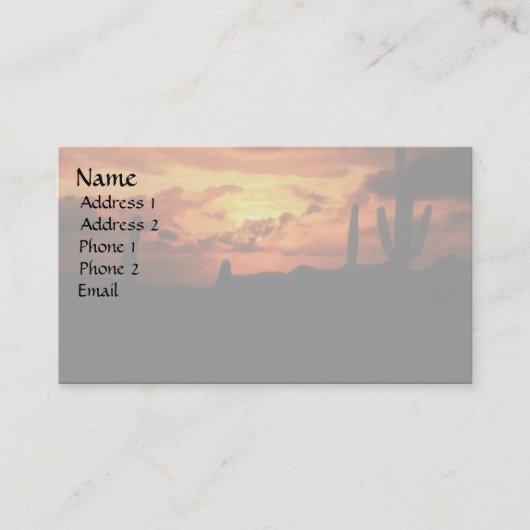 Desert Sunset Visitekaartje (Voorkant)