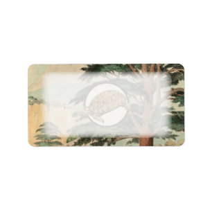 Desert Tortoise in Natuurlijke Habitat-illustratie Etiket