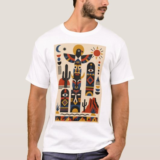 Desert Totems – Geometric Art T-Shirt (Devant)