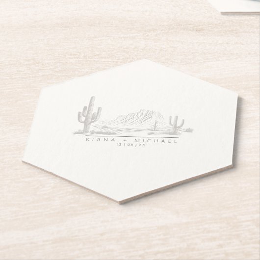 Desert Vibes Bruiloft Dank u Landschap ID1019 Kartonnen Onderzetters (Schuin)