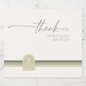 Desert Vibes bruiloft Dank u Sage Green ID1019 Sparkling Wijnetiket (Enkel label)