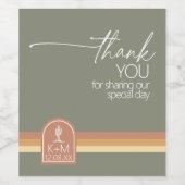 Desert Vibes Bruiloft Dank u Streep Sage ID1019 Wijn Etiket (Enkel label)