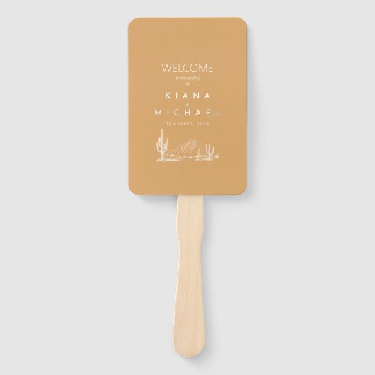 Desert Vibes Bruiloft Welkomstprogramma ID1019 Handwaaier (Voorkant)