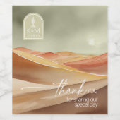 Desert Vibes Landschap Bruiloft Dank u ID1019 Wijn Etiket (Enkel label)
