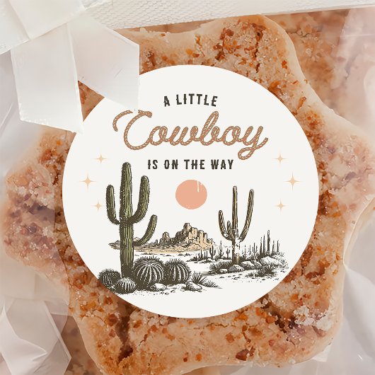 Desert Western Cowboy Baby shower Sticker
