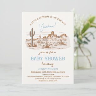 Desert Western Little Cowboy Baby shower Kaart
