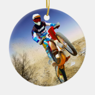 Desert Wheelie Motocross Keramisch Ornament