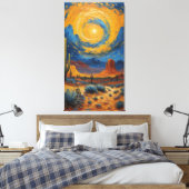 Desert Whirlwind: A Starry Night Over Monument Canvas Afdruk (Insitu (Slaapkamer))