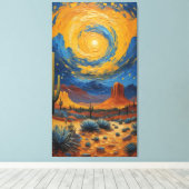 Desert Whirlwind: A Starry Night Over Monument Canvas Afdruk (Insitu (Houten vloer))