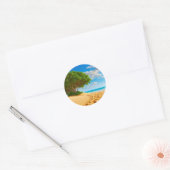 Deserted Tropical Island Sandy Beach Ronde Sticker (Envelop)