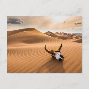 Deserts Cow Skull Rippled Sand Dunes Briefkaart