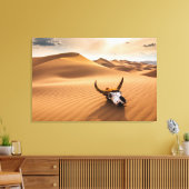 Deserts | Cow Skull Rippled Sand Dunes Canvas Afdruk (Insitu (Woonkamer))