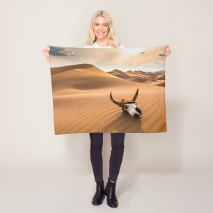 Deserts   Cow Skull Rippled Sand Dunes Fleece Deken