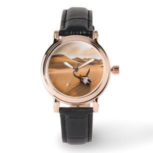 Deserts Cow Skull Rippled Sand Dunes Horloge