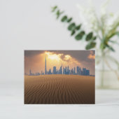 Deserts | Dubai's Skyline View from Sand Dune Briefkaart (Staand voorkant)