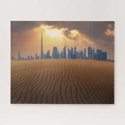 Deserts Dubai's Skyline View from Sand Dune Legpuzzel (Horizontaal)