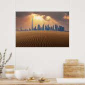 Deserts Dubai's Skyline View from Sand Dune Poster (Keuken)