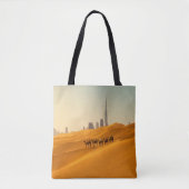Deserts Dubai's Skyline View with Camels Draagtas (Voorkant)