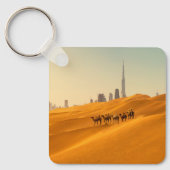 Deserts Dubai's Skyline View with Camels Sleutelhanger (Voorkant)